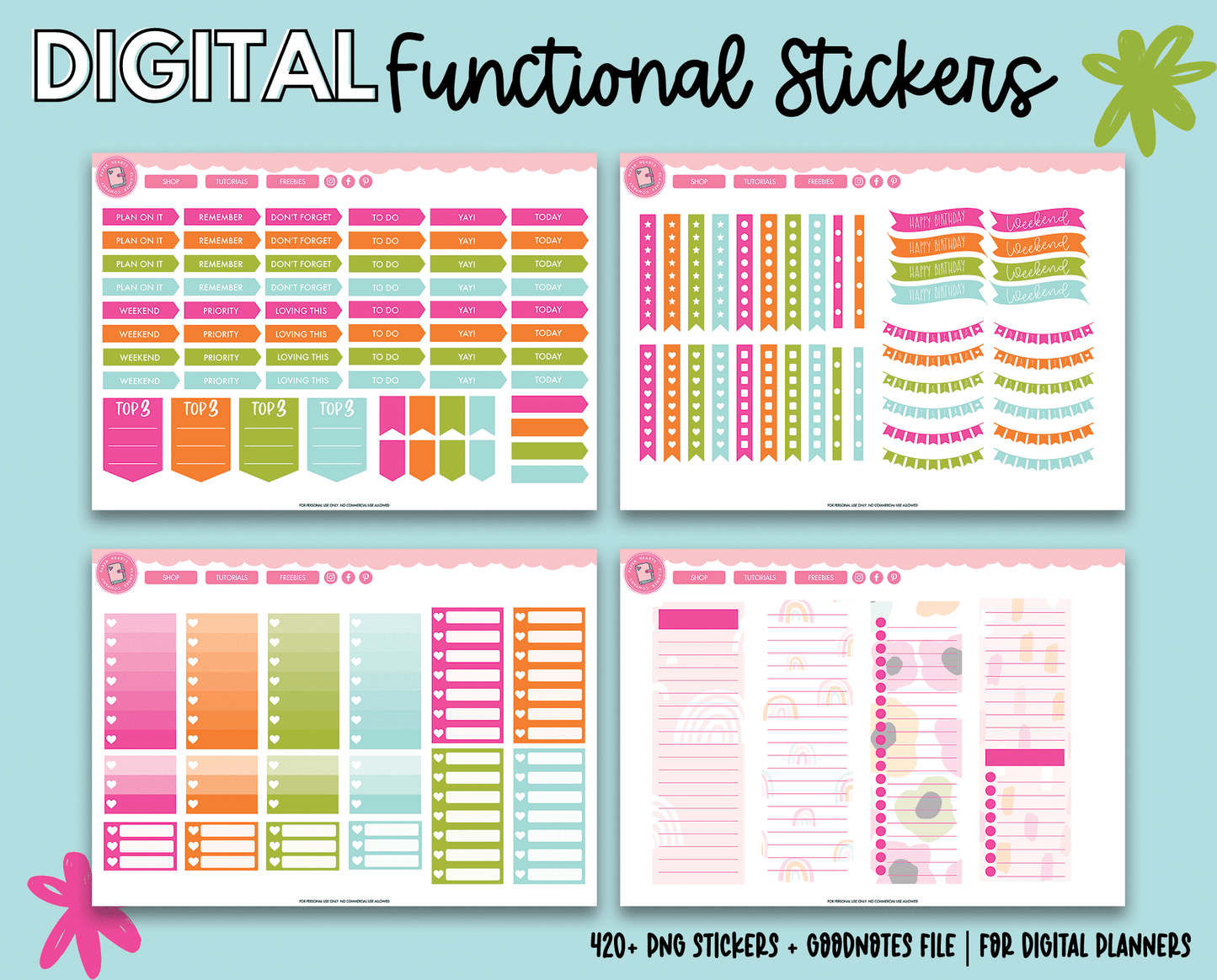 Pink Blooms Functional Stickers