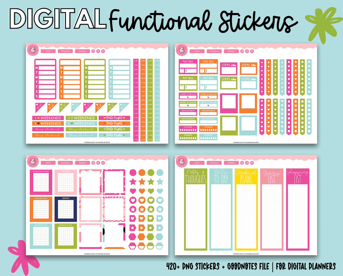 Pink Blooms Functional Stickers