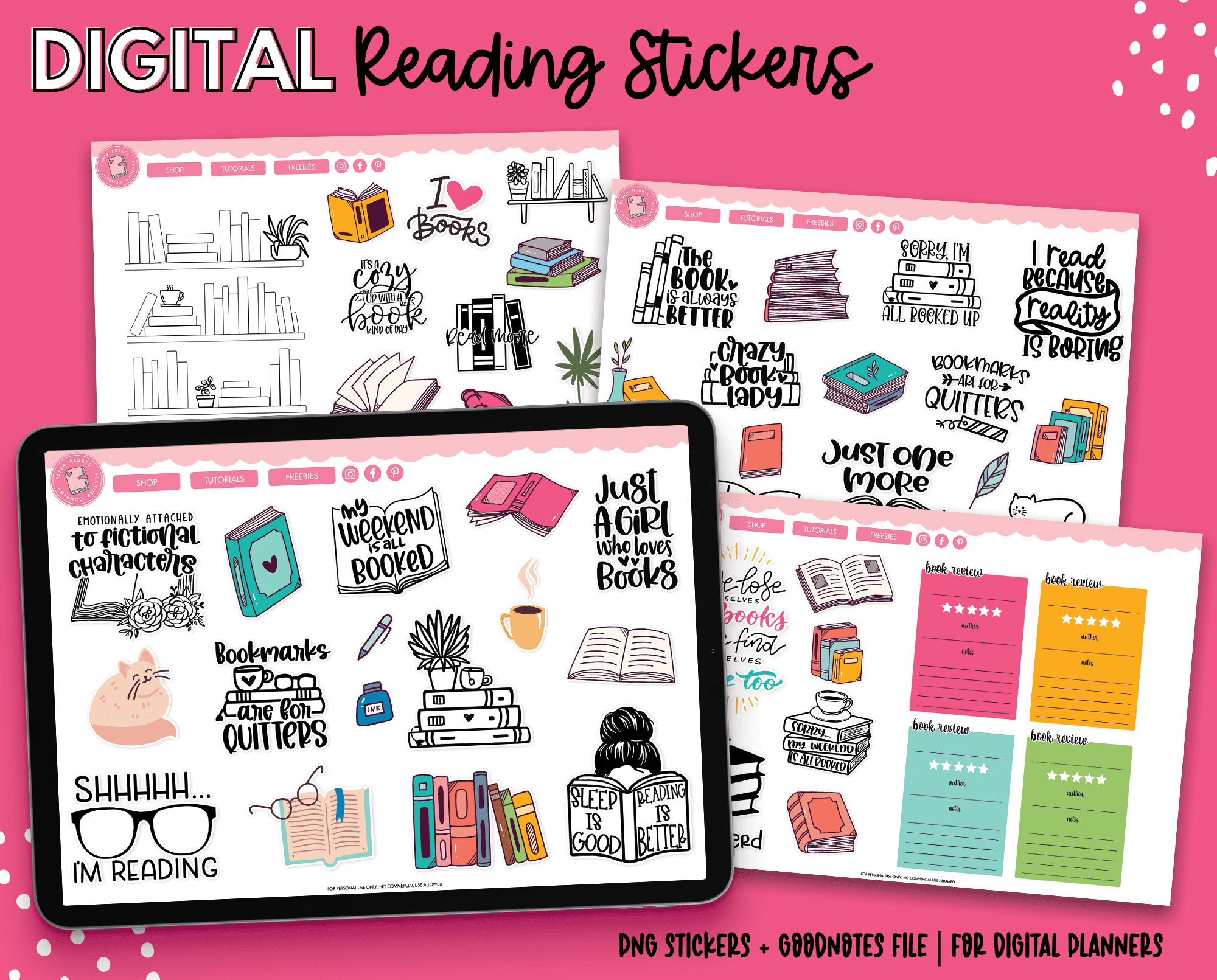 Reading Digital Stickers – Paper Hearts Planner Co.