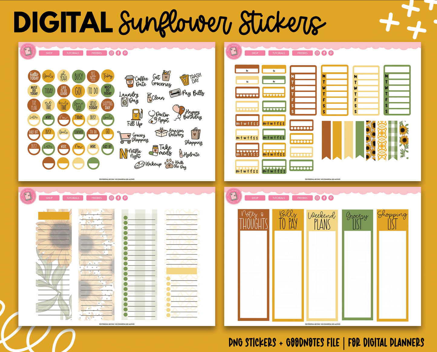 Sunflower Digital Stickers