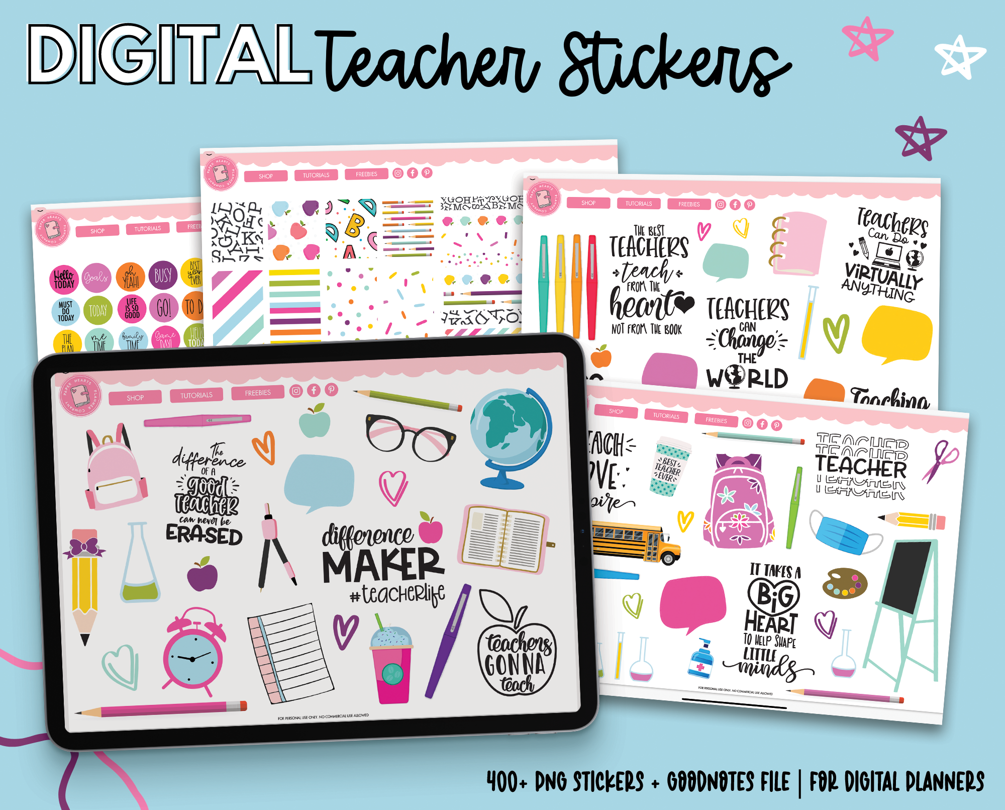 Teacher Header Digital Stickers