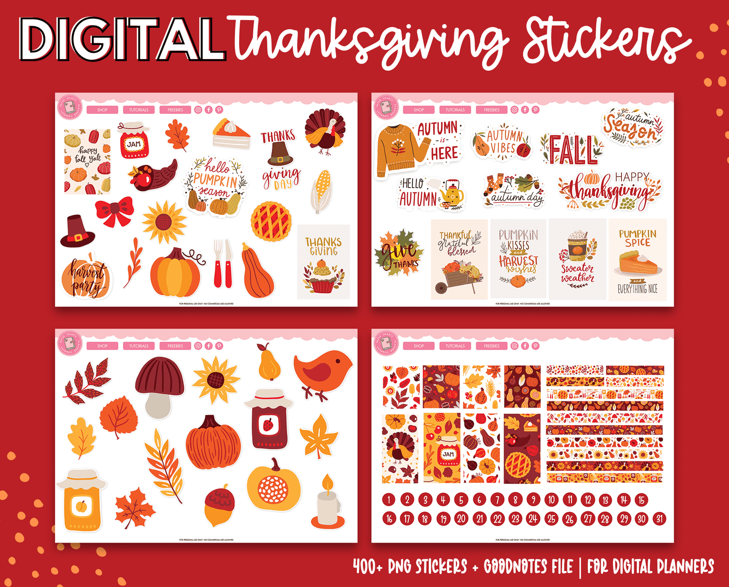 Thanksgiving Digital Stickers