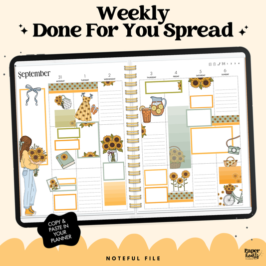 September Sunflowers Week 1 Done For You - Noteful Only