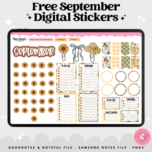 Free September Sunflower Stickers