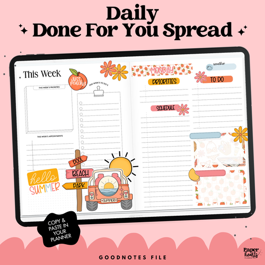 August Peaches 1 Page Daily Done For You Spread