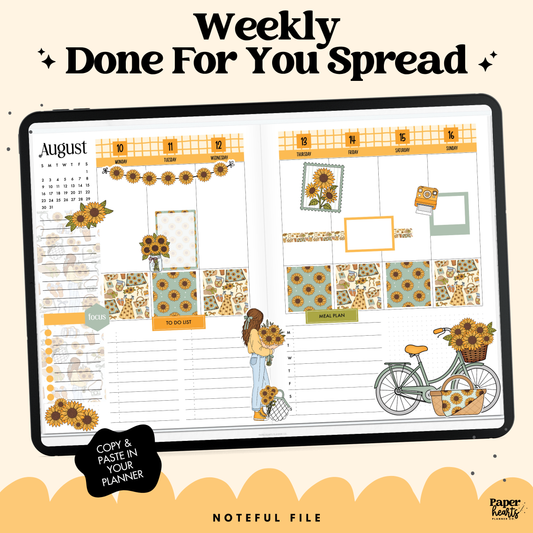 September Sunflowers Week 1 Done For You - Goodnotes Only