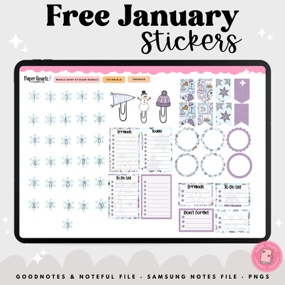 January Solid Sticker Free January Stickers – Paper Hearts Planner Co.