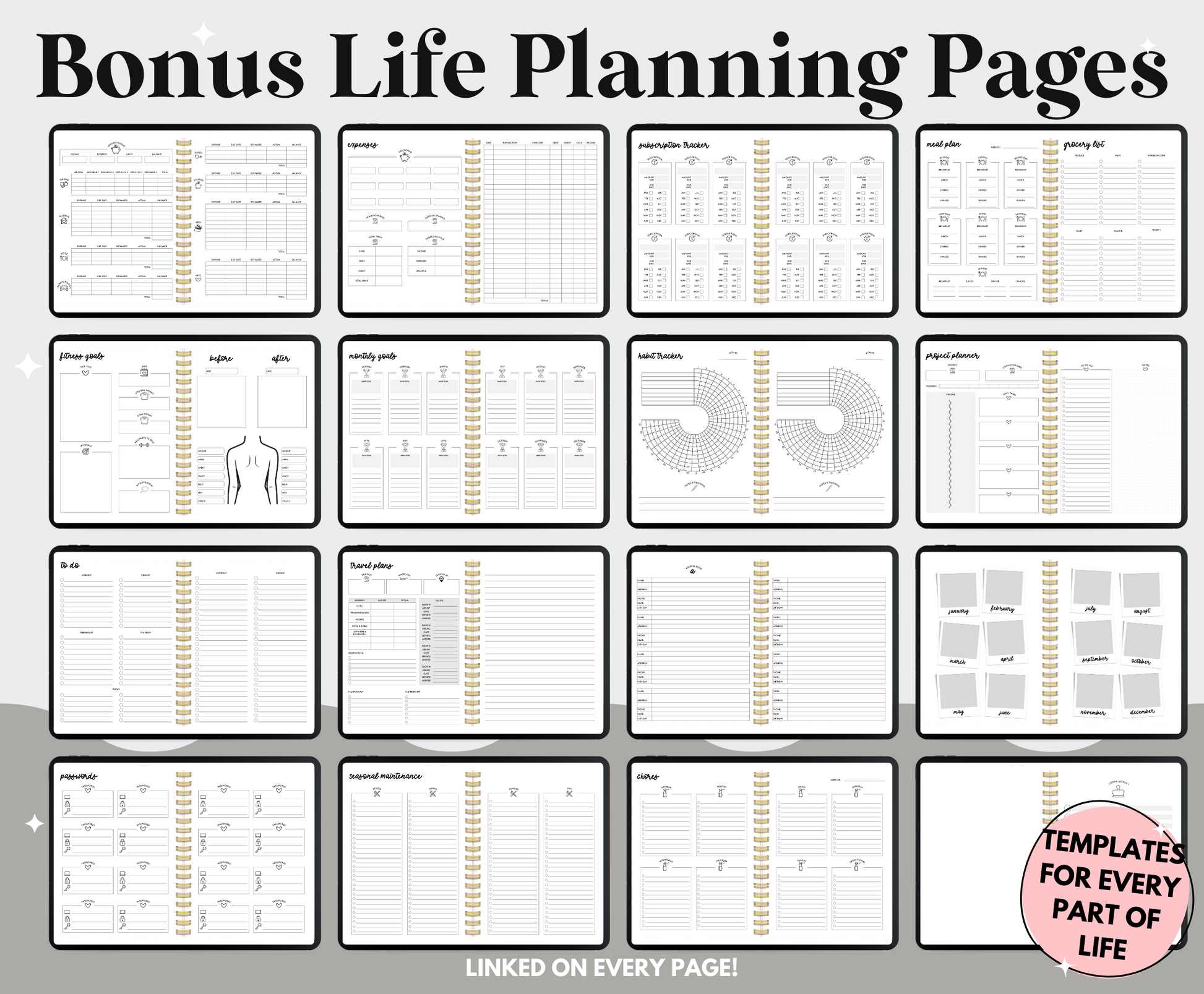 2024 Gray Digital Life Planner – Paper Hearts Planner Co.