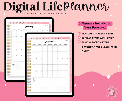 2024 Pink Portrait Life Digital Planner