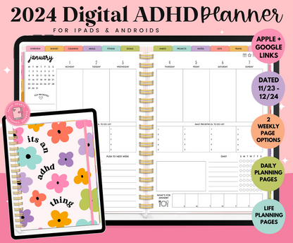2024 Rainbow ADHD Digital Planner