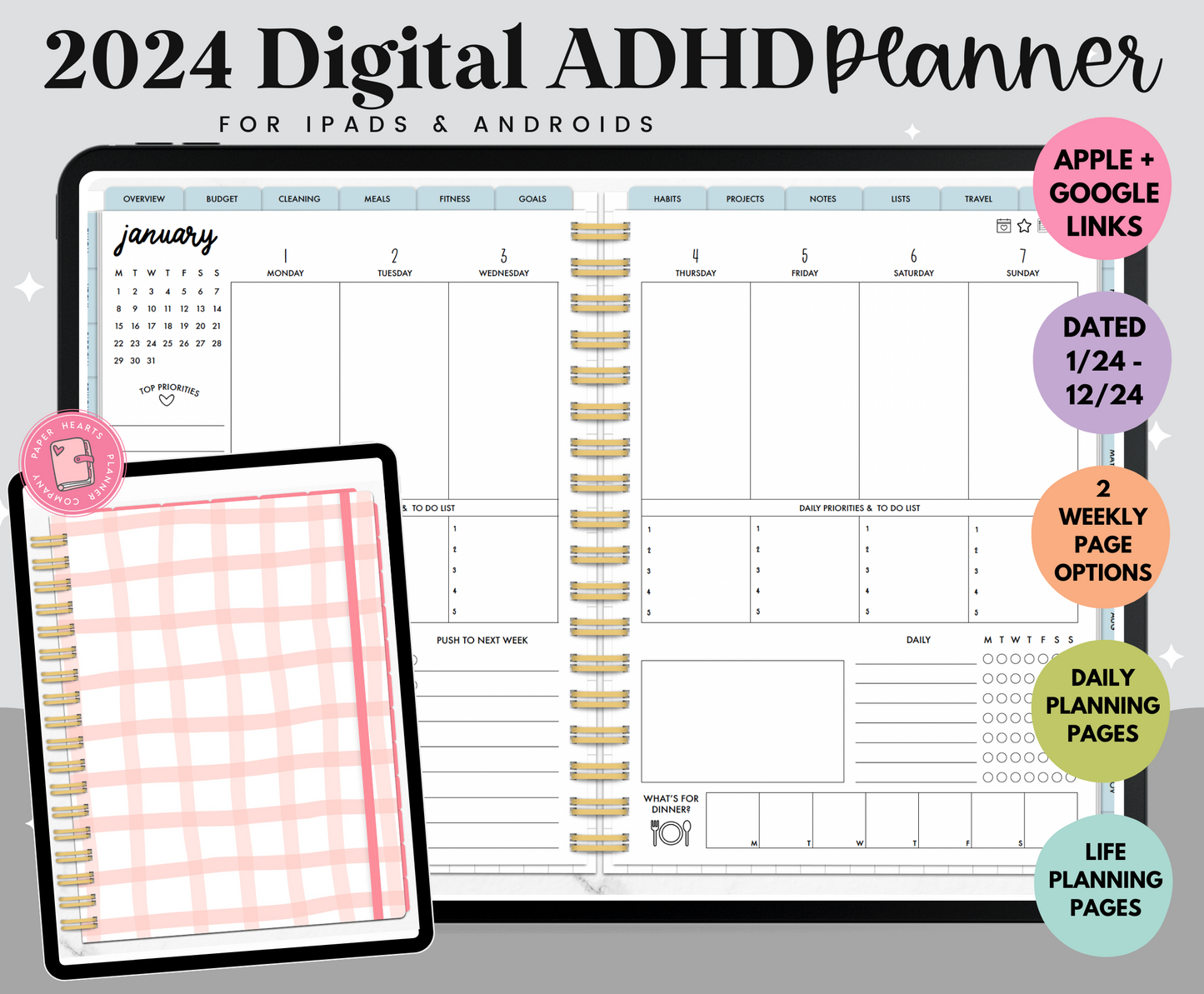 2024 Seasonal ADHD Digital Planner