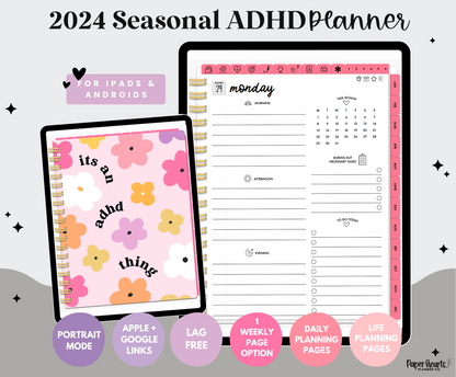 2024 Seasonal Portrait ADHD Digital Planner