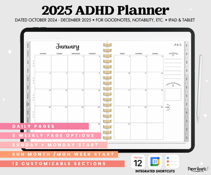 2025 Gray ADHD Planner