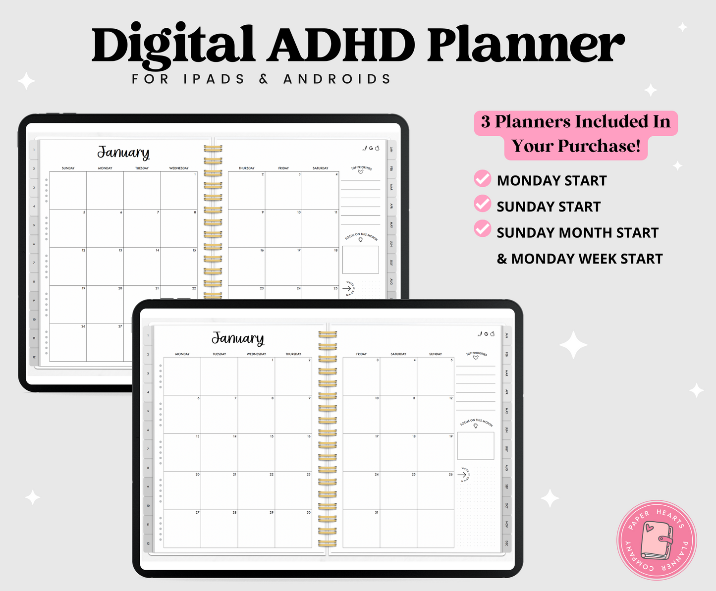 2025 Gray ADHD Planner