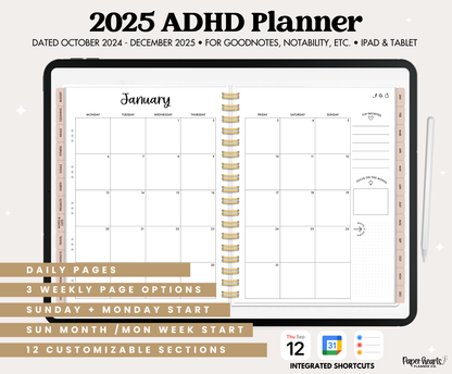 2025 Neutral ADHD Planner