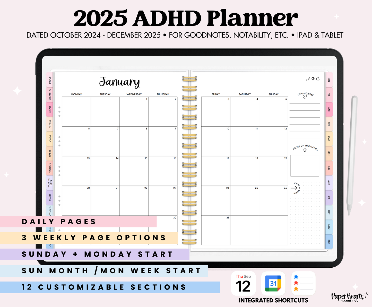 2025 Pastel ADHD Planner