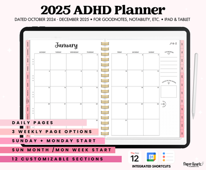 2025 Pink ADHD Planner