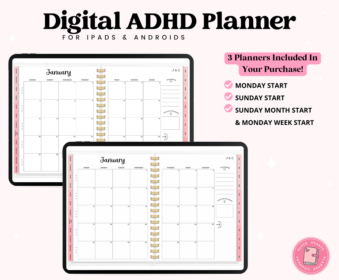 2025 Pink ADHD Planner