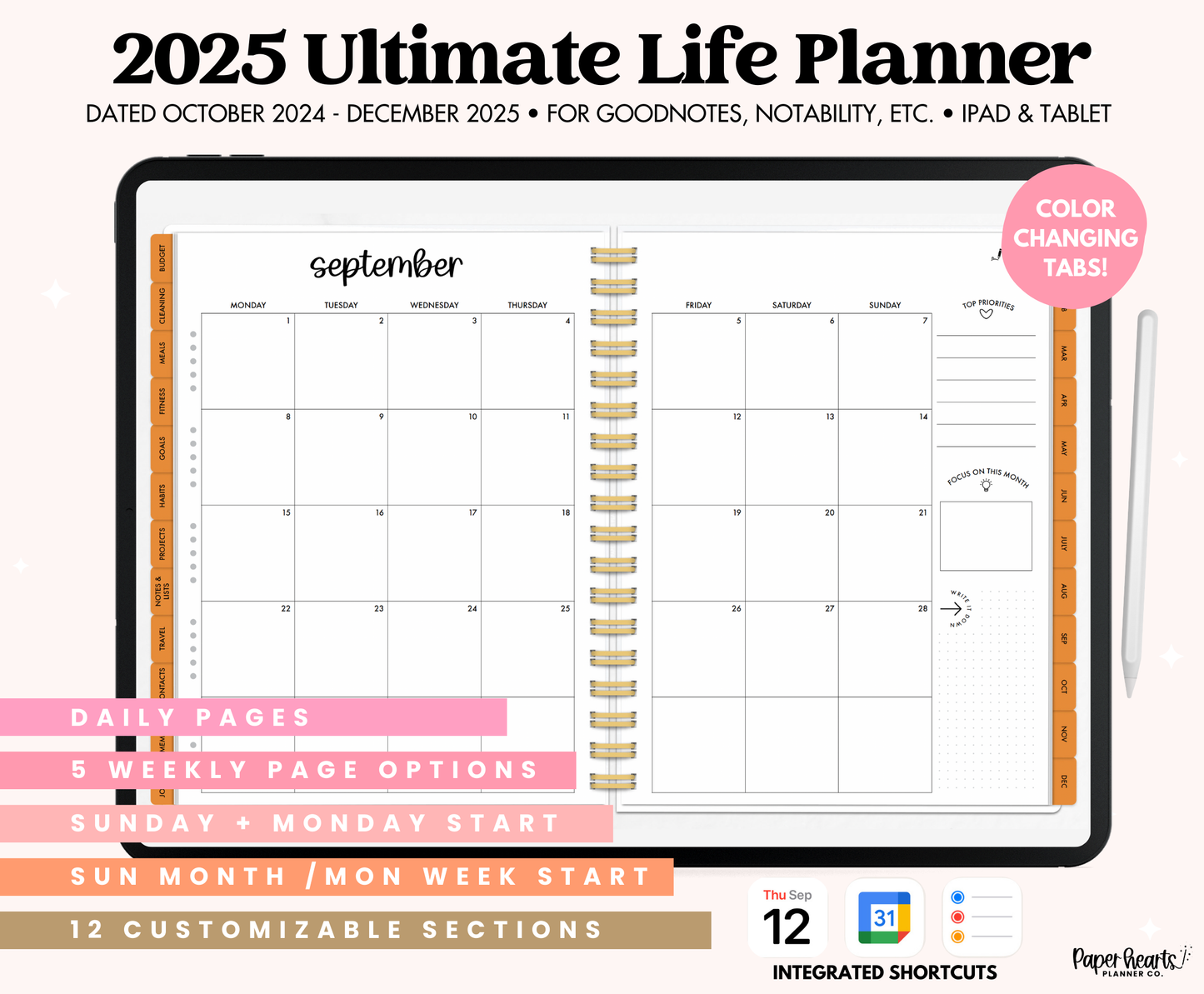 2025 Seasonal ULTIMATE Life Planner With Weeks & Days