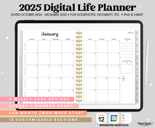 2025 Gray Life Planner With Weeks Only