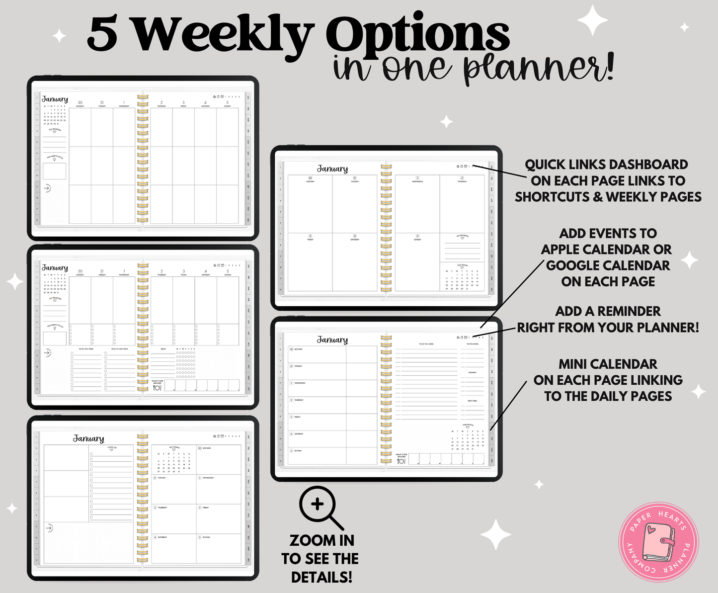 2025 Gray Life Planner With Weeks & Days