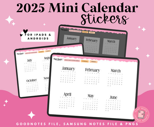 2025 Mini Calendar Stickers