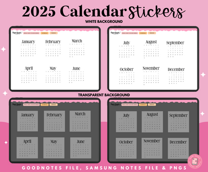 2025 Mini Calendar Stickers