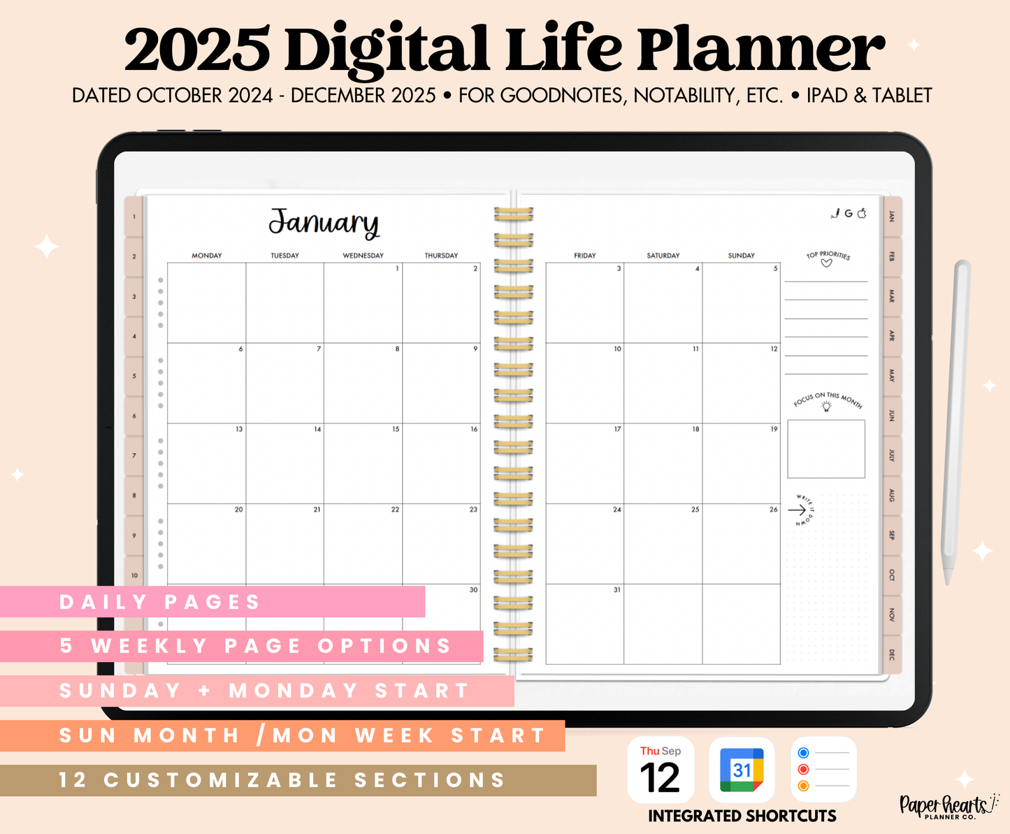 2025 Neutral Life Planner With Weeks & Days