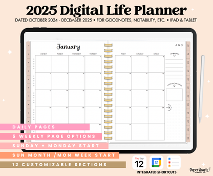 2025 Neutral Life Planner With Weeks & Days