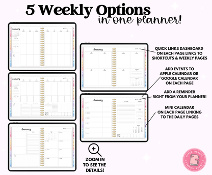 2025 Pastel Life Planner With Weeks & Days