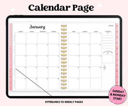 2025 Pink Life Planner With Weeks Only