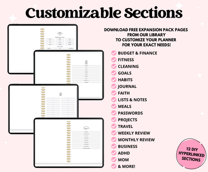 2025 Pink Life Planner With Weeks Only