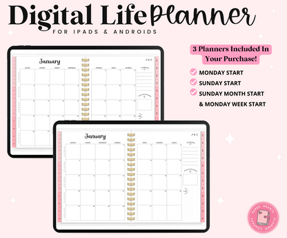 2025 Pink Life Planner With Weeks Only