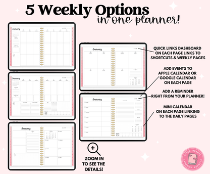 2025 Pink Life Planner With Weeks & Days