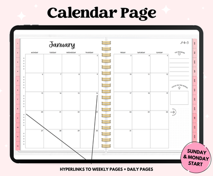 2025 Pink Life Planner With Weeks & Days