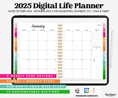 2025 Rainbow Life Planner With Weeks Only