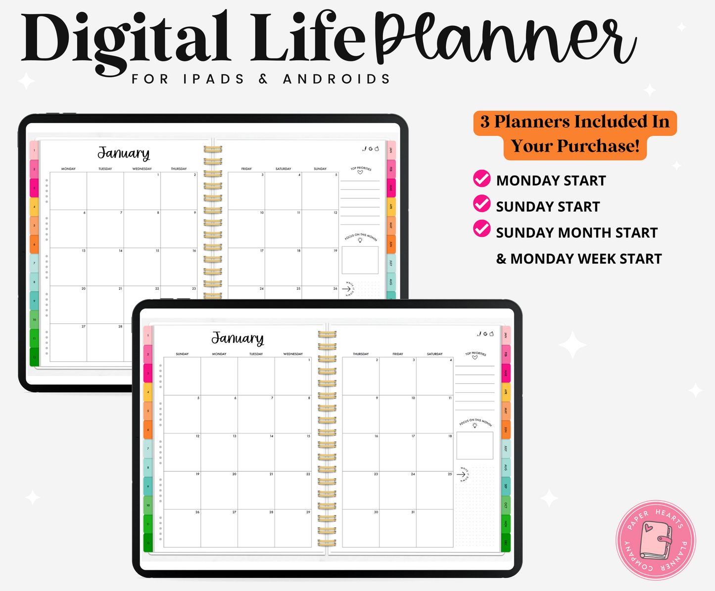 2025 Rainbow Life Planner With Weeks Only