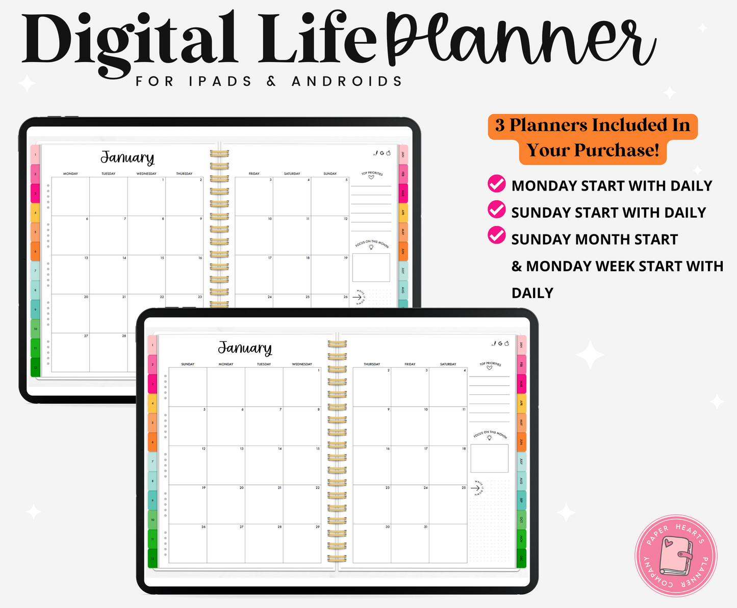 2025 Rainbow Life Planner With Weeks & Days