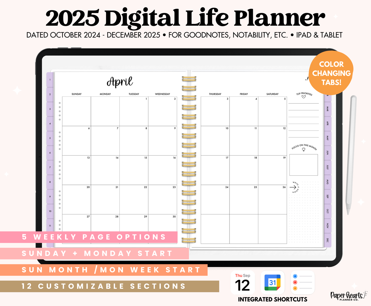 2025 Seasonal Life Planner With Weeks Only