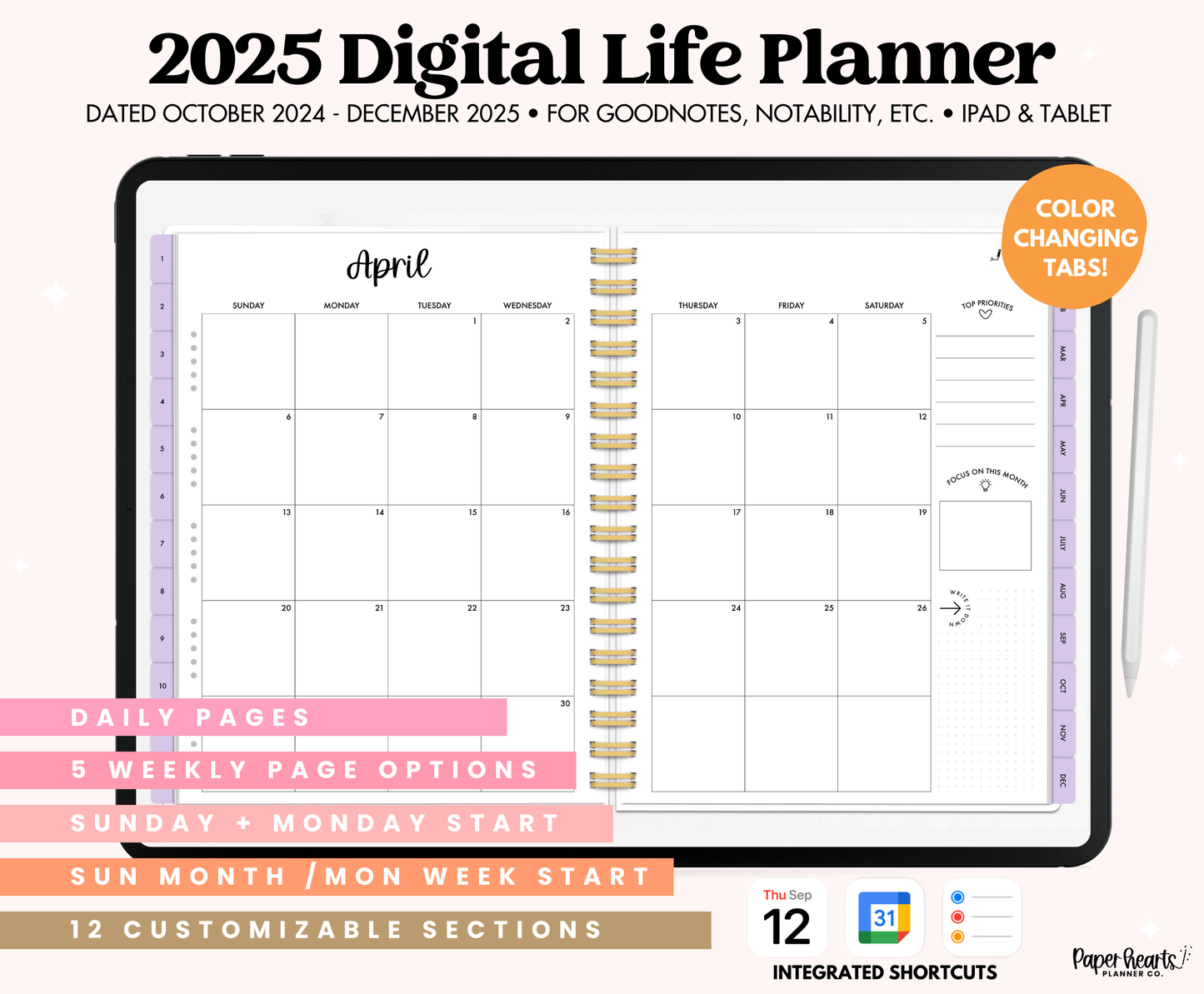 2025 Seasonal Life Planner With Weeks & Days