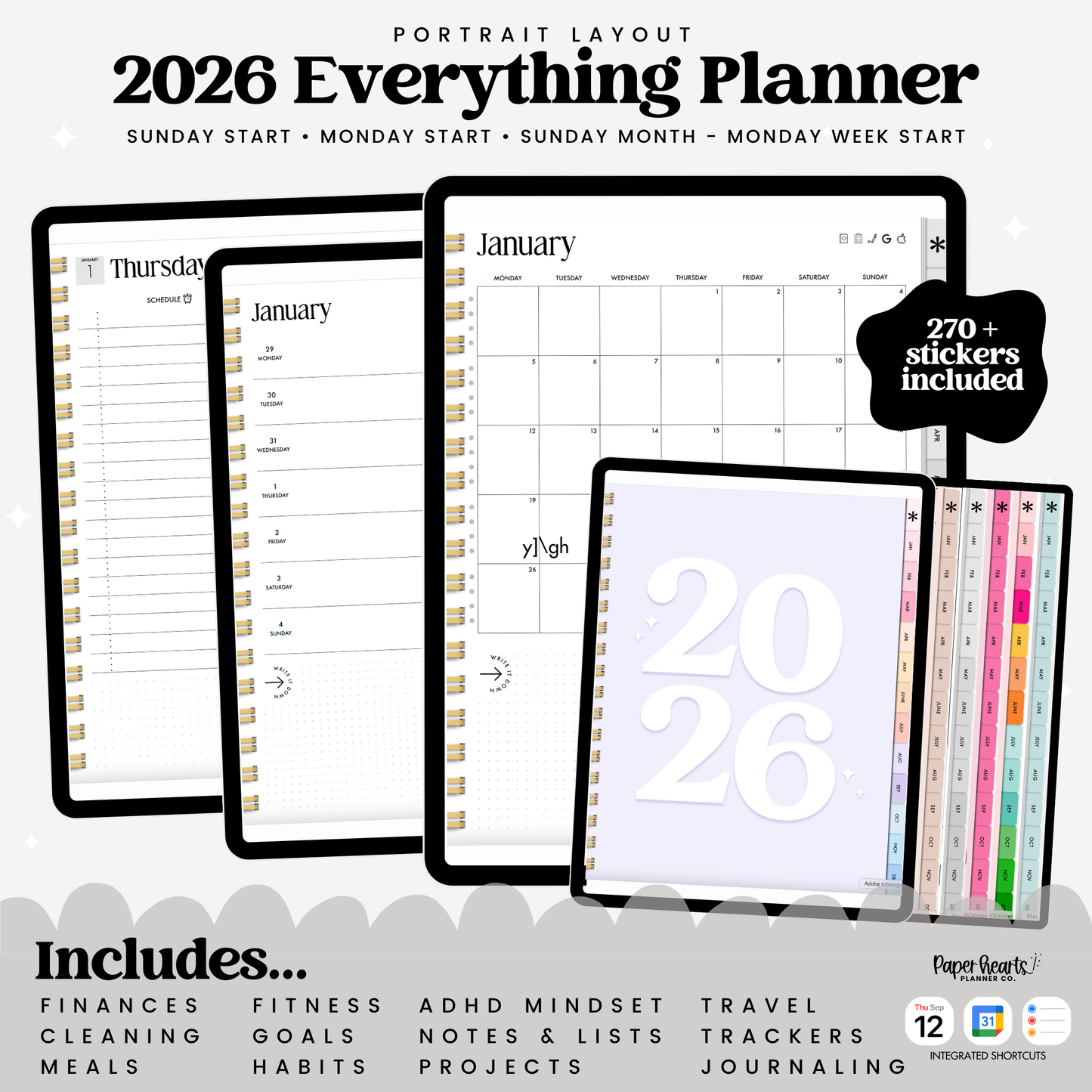 2026 Portrait Everything Planner