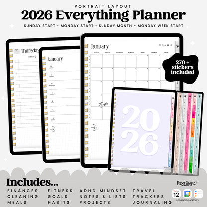 2026 Portrait Everything Planner