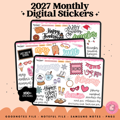2027 Monthly Stickers