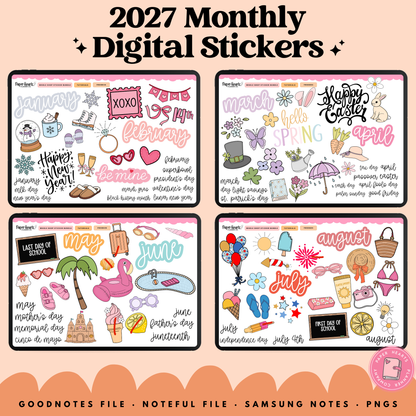 2027 Monthly Stickers