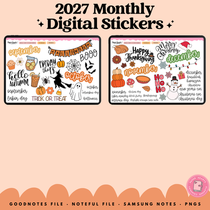 2027 Monthly Stickers