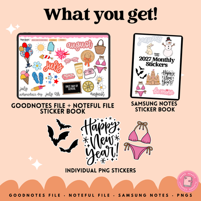 2027 Monthly Stickers
