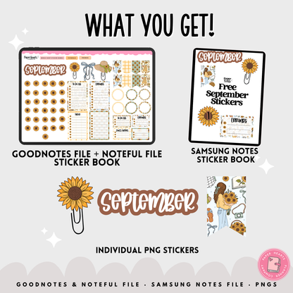 Free September Sunflower Stickers