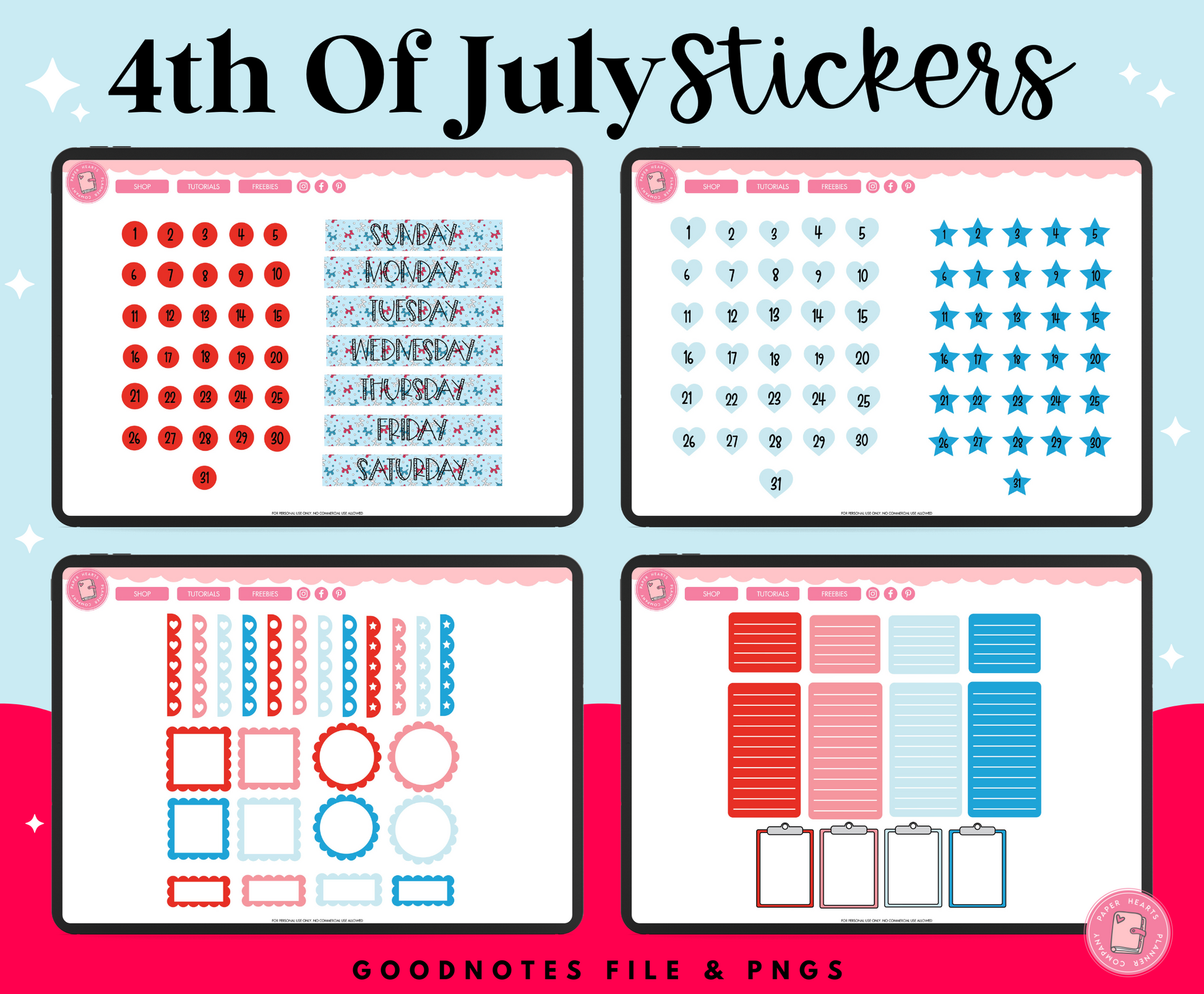 4th-of-july-stickers-paper-hearts-planner-co for Free Printable 4th Of July Stickers 4th Of July Stickers – Paper Hearts Planner Co. for Free Printable 4th Of July Stickers
