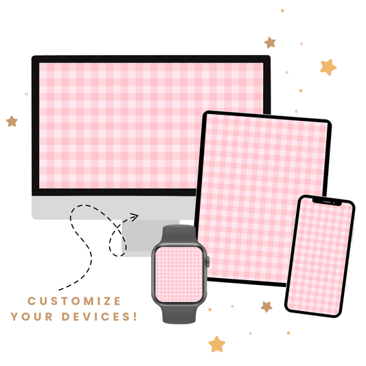 Pink Gingham Wallpaper Set