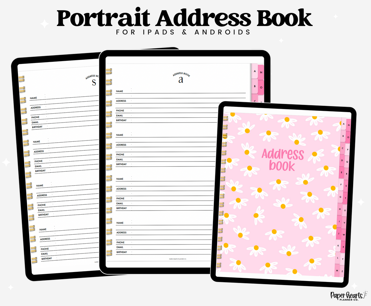 Pink Address Book Portrait – Paper Hearts Planner Co.